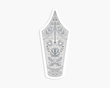 Silver Fountain Pen Nib - Vinyl Sticker