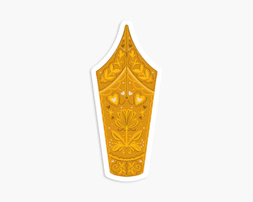 Gold Fountain Pen Nib - Vinyl Sticker